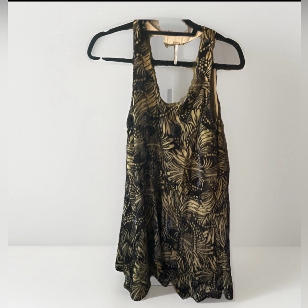 Free People Burnout Velvet Minidress XS Black & Tan Retail $148